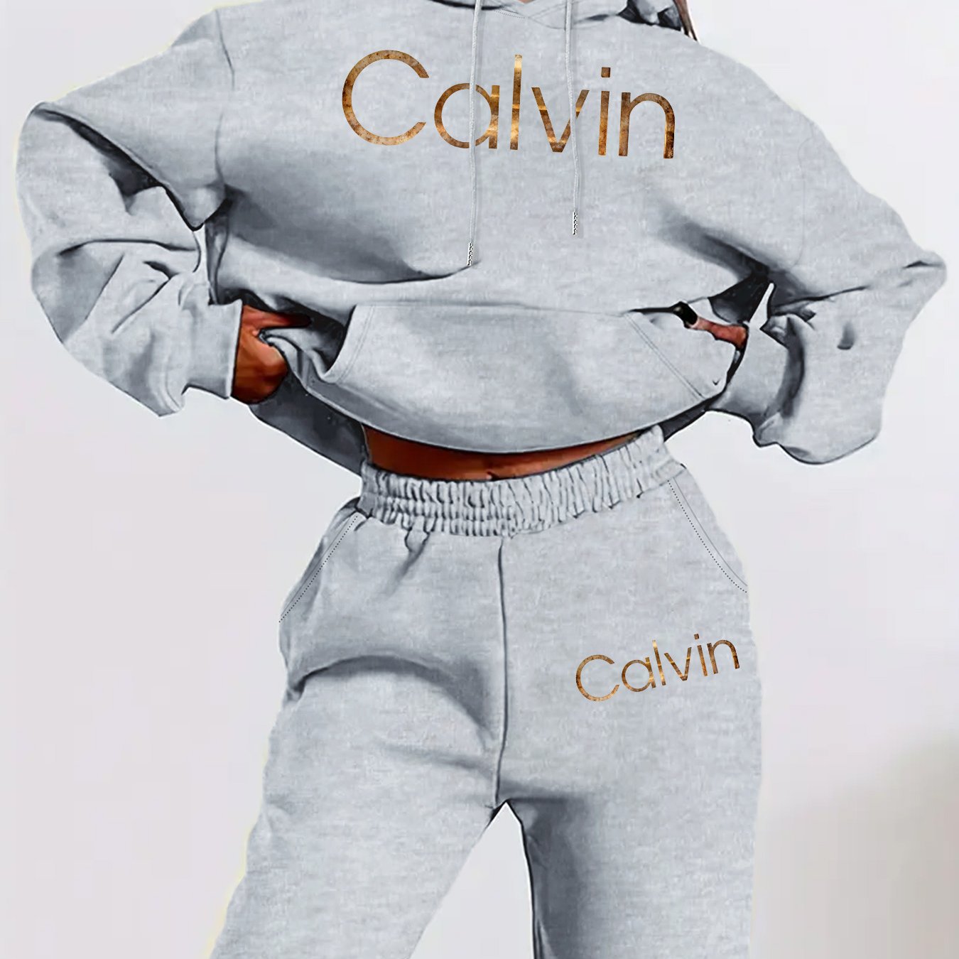Graphic Print Two Piece Set | Crew Neck Sweatshirt & Pants, Women'S Casual Hooded Drawstring Sweatshirt Set for Fall/Winter