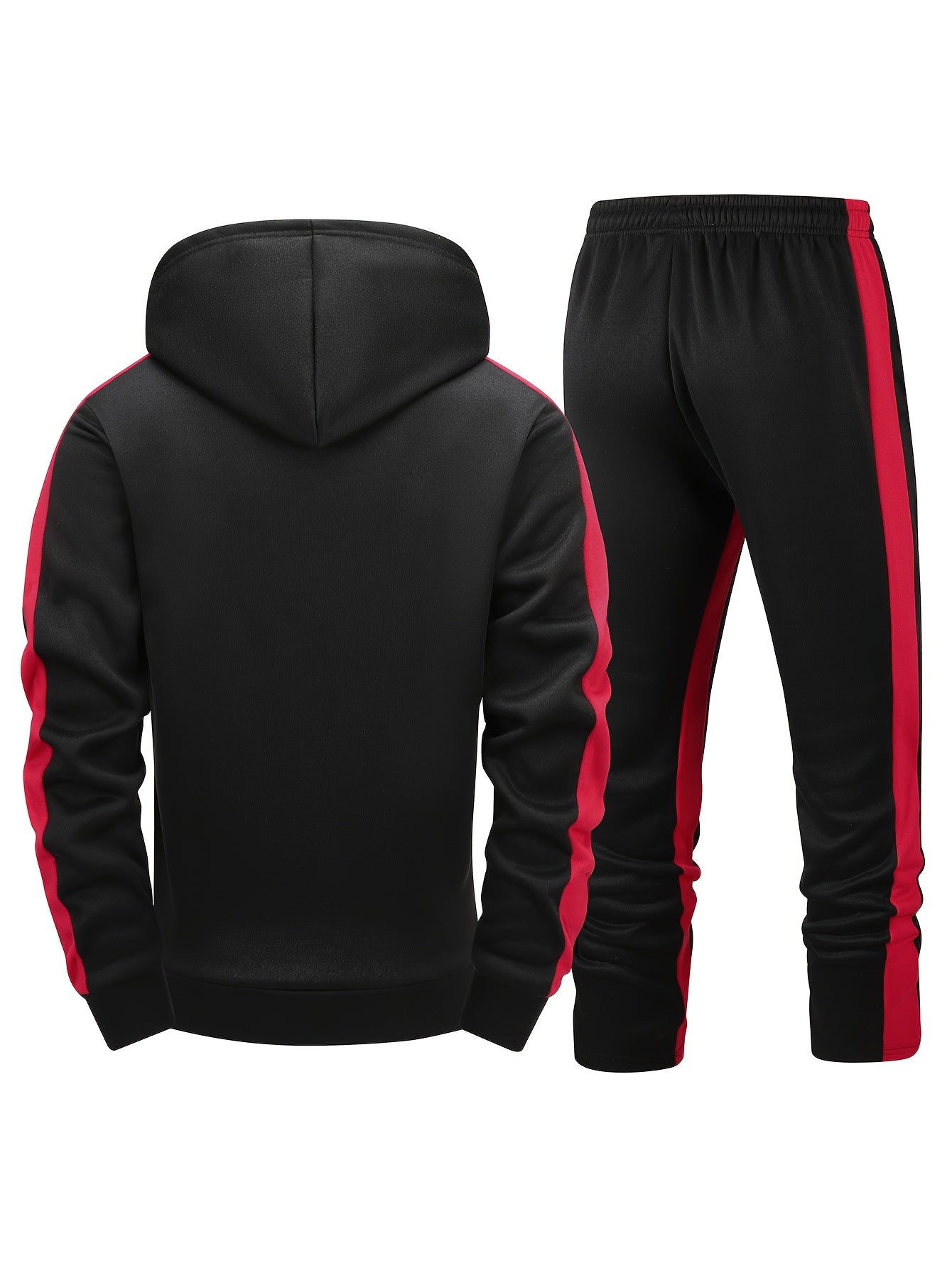 Europe and the United States Men's long-sleeved hoodie two-piece fashion casual sports suit Men's patchwork hoodie