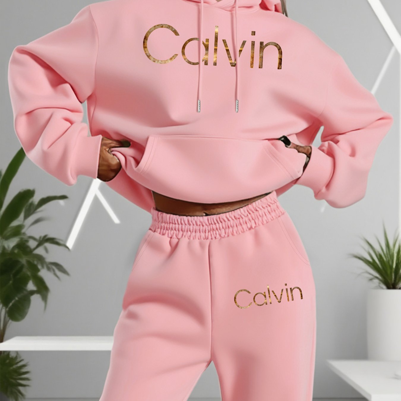 Graphic Print Two Piece Set | Crew Neck Sweatshirt & Pants, Women'S Casual Hooded Drawstring Sweatshirt Set for Fall/Winter
