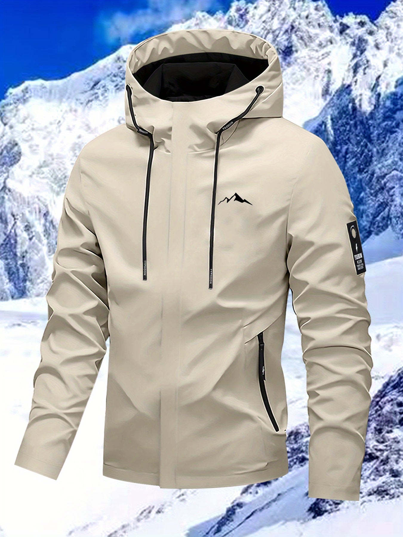 New Couple's Snow Mountain Print Jacket, All-Weather Windproof Outdoor Hiking Jacket for Men and Women