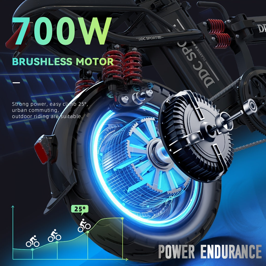 M1 Electric Bicycle for Adults Featuring a Basket, (960Wh)700W Peak Motor, 32 Miles Range, 20MPH Commuter E-Bike with 48V 20AH Removable Battery, 14" All-Purpose Tire, 385 Lbs Capacity, LCD Display & Dual Disc Brake, 11-Shock