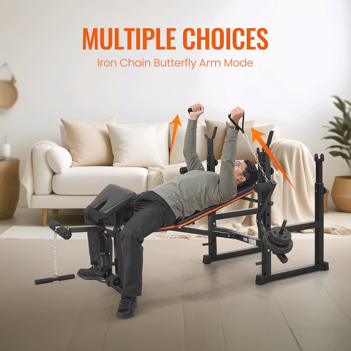 Durable 600lbs 7-in-1 Adjustable Weight – Multi-Function Workout Set With Barbell Rack & Leg Extension For Complete Full Body Strength Training At Home Gym | Ideal Valentine'S Day Gift For Achieving Your Fitness Goals