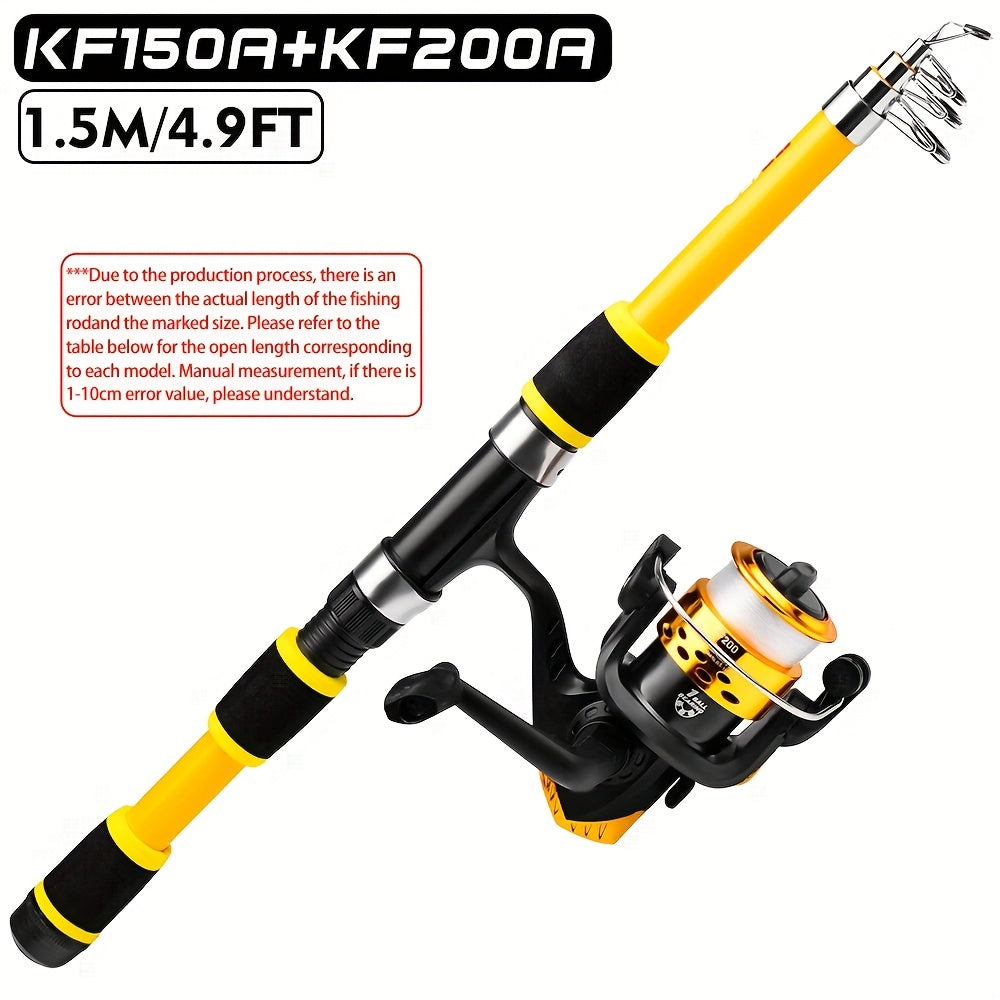 PRO BEROS Telescopic Fishing Rod 4.9ft/5.6ft Heavy-Duty Fiber Baitcasting Pole - Collapsible Power Rod with Spinning Compatible for Freshwater/Saltwater Fishing, Portable for /boat (Ideal for Trout, Bass, Pike) - Ideal
