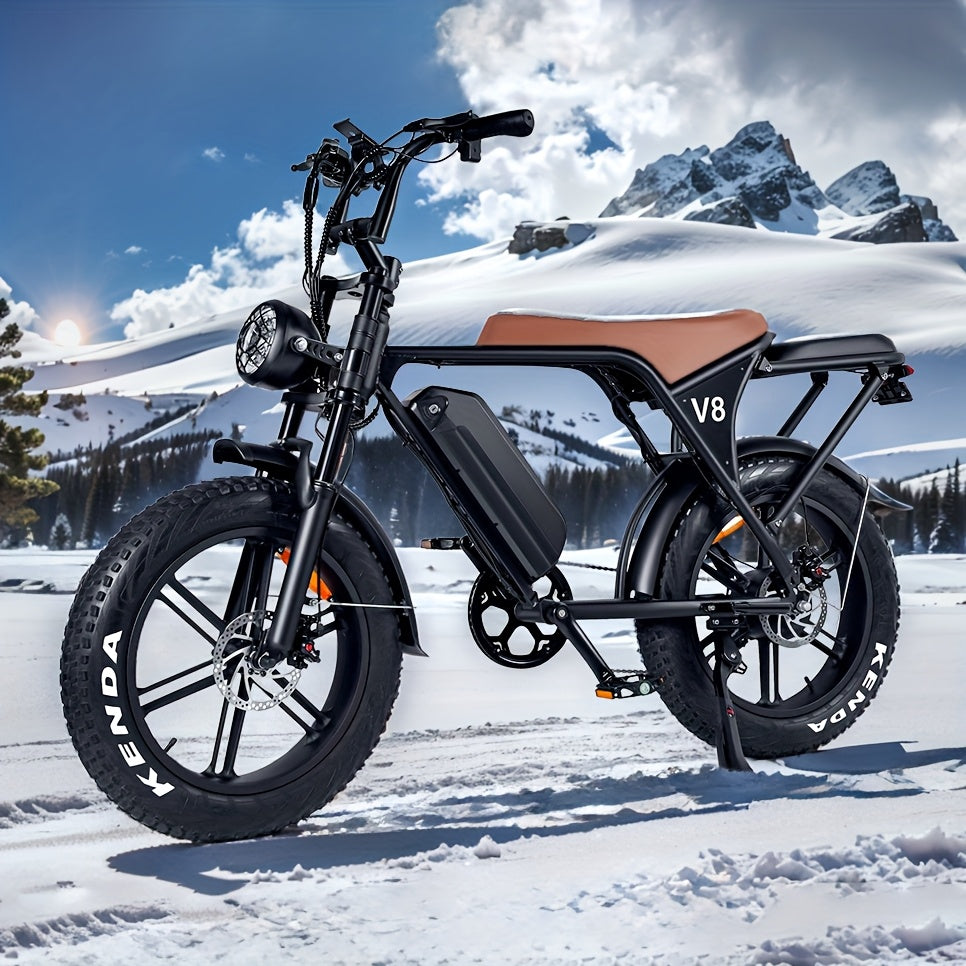 1-Pedal /Electric Bike - Heavy-Duty All-Terrain 20" Tire Electric Mountain Bike with 740W Motor, 48V 15Ah Removable Battery, 7-Speed Gear System, Front/Rear Disc Brakes, Global Voltage 100-240V, Global Plug Compatibility, All