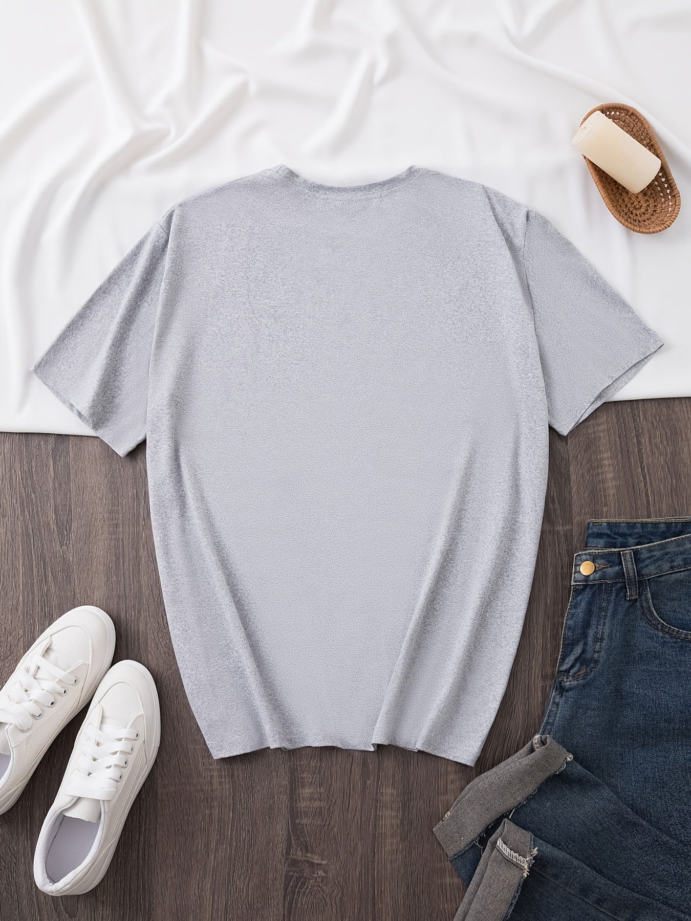 2025 Summer Collection, Women's Short Sleeve Casual Print Round Neck Top, Elegant