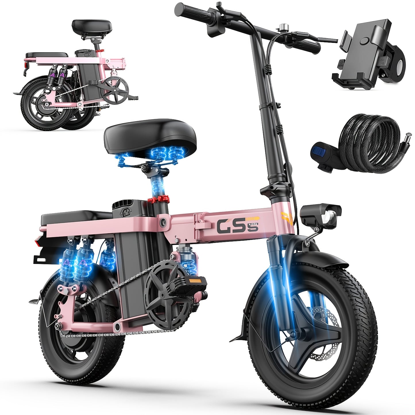 Uplee Peak Power 500W Electric Bicycle for Adults, 20MPH with Full Shock Absorption for a Comfortable Ride, Available with 48V8AH/10AH/15AH/17.5AH Batteries, Offering a Range of 10-35 Miles. Features a 14'' Tubeless Off-Road
