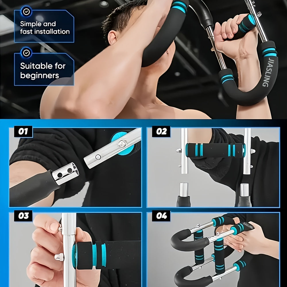 Arm Strength Trainer U-shaped Multi-functional Adjustable Forearm Strengthener Chest Exercise Equipment, Triceps, Portable Spring Resistance 2 Levels Of Adjustable Resistance Bands, Comfortable Grip, Detachable Design, 60-100