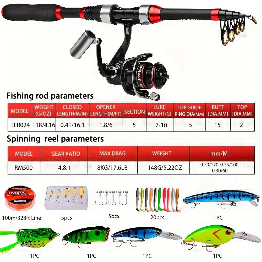 Ultralight Carbon Fishing Rod Set with Spinning Wheel and Long Cast Capability - Complete Tackle Package for Sea Fishing