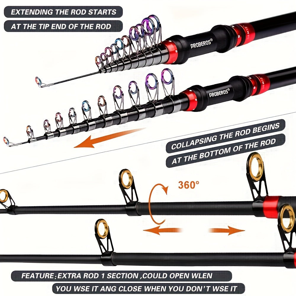 Ultralight Carbon Fishing Rod Set with Spinning Wheel and Long Cast Capability - Complete Tackle Package for Sea Fishing