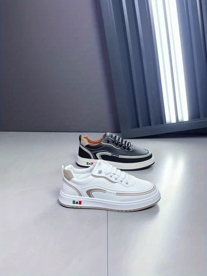 Men's & Women's Low-Top Sneakers with Italian Flag Patch - /Brown Upper & Sole, Lace-Up Casual Shoes Suitable for Commuting, Outdoor, Winter Wear - Italian Flag Unisex Athletic Footwear