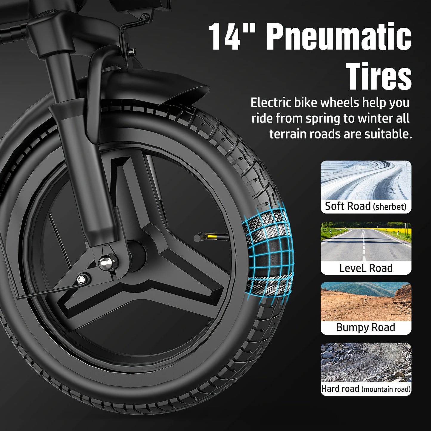 This Folding Electric Bike Features a Powerful 500-Watt Motor, Capable of Reaching Speeds of 25 Miles Per Hour. It Comes with 14-Inch Tires And a Detachable 48-Volt 10 Amp-Hour Battery, Making It Ideal for Adults Commuting in
