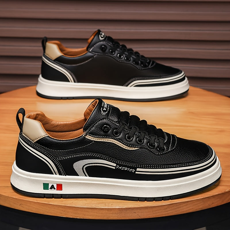 Men's & Women's Low-Top Sneakers with Italian Flag Patch - /Brown Upper & Sole, Lace-Up Casual Shoes Suitable for Commuting, Outdoor, Winter Wear - Italian Flag Unisex Athletic Footwear