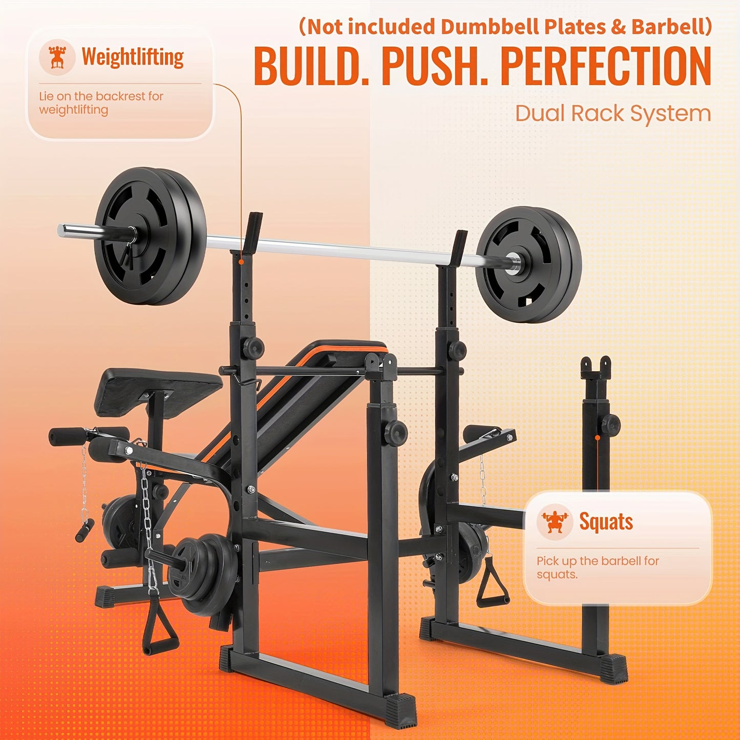 Durable 600lbs 7-in-1 Adjustable Weight – Multi-Function Workout Set With Barbell Rack & Leg Extension For Complete Full Body Strength Training At Home Gym | Ideal Valentine'S Day Gift For Achieving Your Fitness Goals