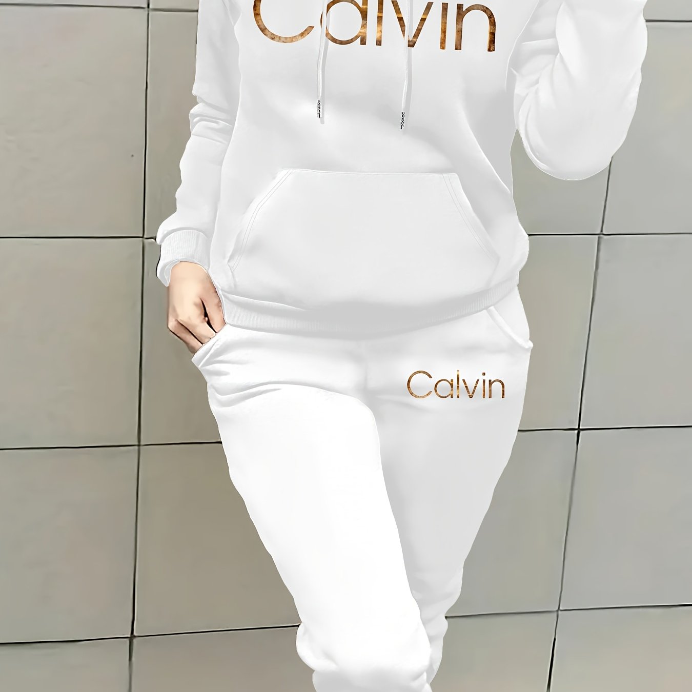 Graphic Print Two Piece Set | Crew Neck Sweatshirt & Pants, Women'S Casual Hooded Drawstring Sweatshirt Set for Fall/Winter