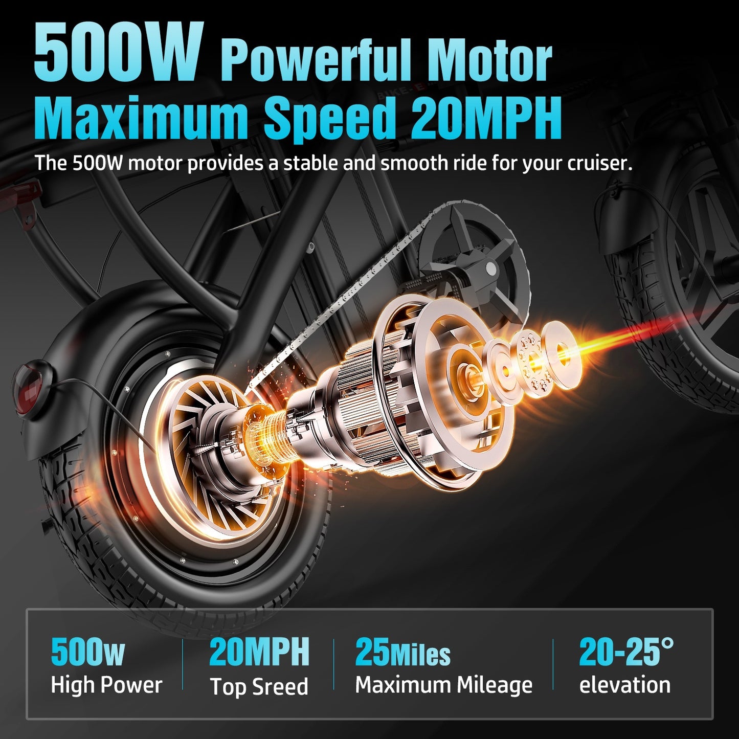 This Folding Electric Bike Features a Powerful 500-Watt Motor, Capable of Reaching Speeds of 25 Miles Per Hour. It Comes with 14-Inch Tires And a Detachable 48-Volt 10 Amp-Hour Battery, Making It Ideal for Adults Commuting in