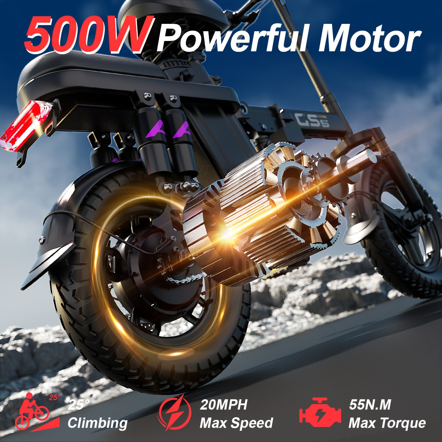 Adult Folding Electric Bicycle | 500W Motor, 20 Mph Speed, 10-35 Mile Range, 14-inch Compact Size, Disc Brakes, City Commuting Electric Bike, High-quality Accessories, Alloy Steel Wheels, Classic Style