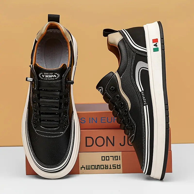 Men's & Women's Low-Top Sneakers with Italian Flag Patch - /Brown Upper & Sole, Lace-Up Casual Shoes Suitable for Commuting, Outdoor, Winter Wear - Italian Flag Unisex Athletic Footwear