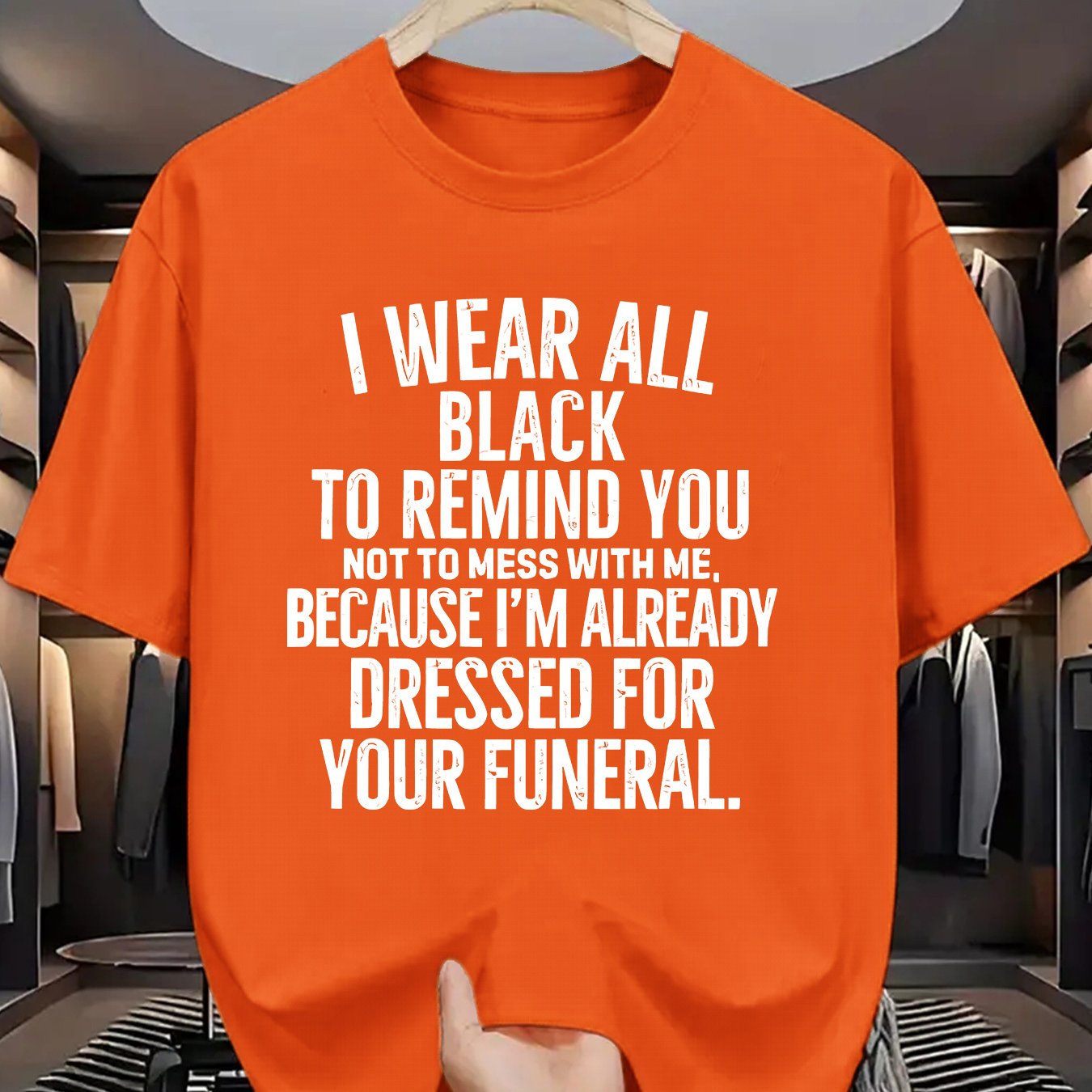 Funny Funeral Threat T-Shirt - "I Wear All Black to Remind You Not to Mess with Me" Saying - Olive Green Crew Neck Tee - Lightweight Summer Shirt for Men & Women - Casual Casual Attire Costume Party Outfit - Sarcastic Dark Hu