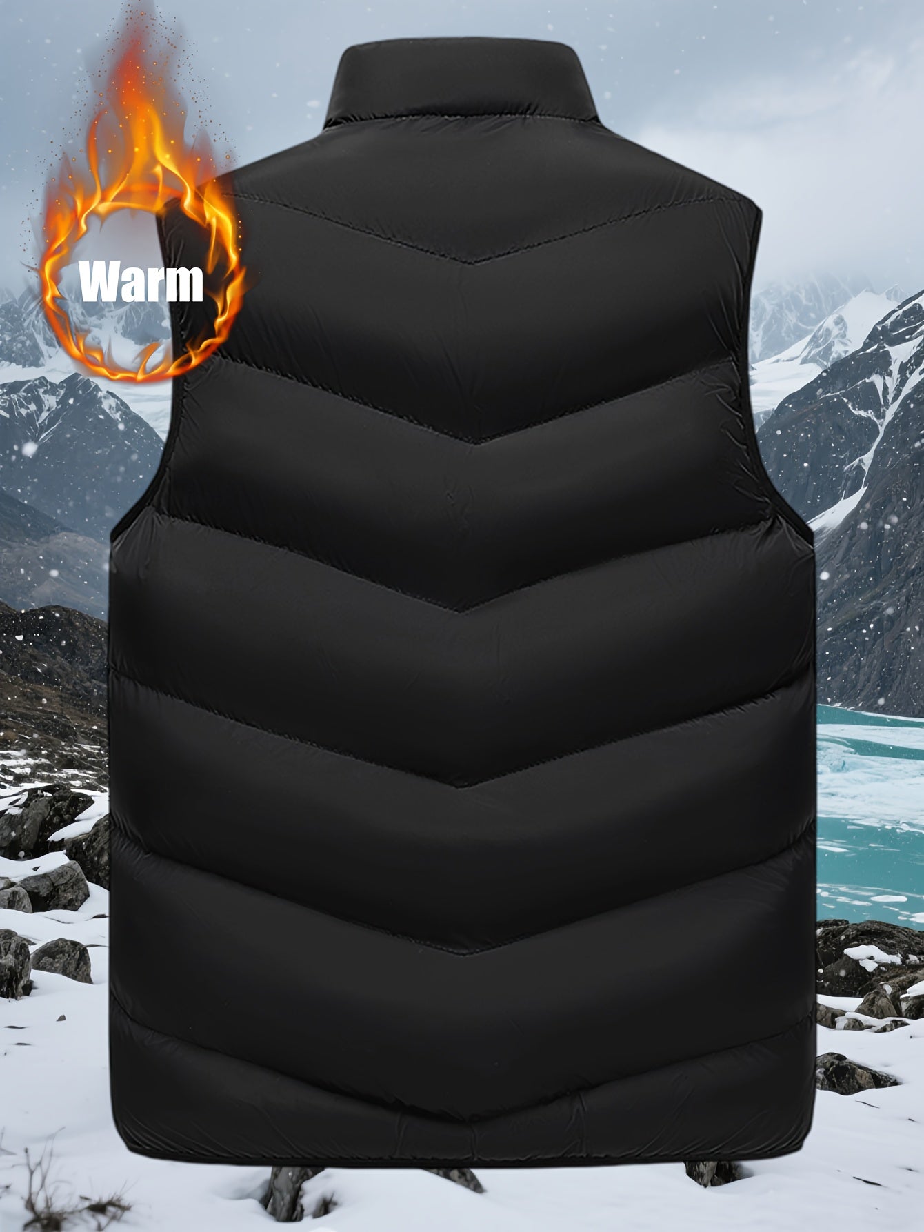 Men'S Heavyweight Thermal Vest - Stand Collar Non-Stretch Jacket, Formal & Everyday Cold Weather Outerwear with Front Pockets, Men Sleeveles Jacket, Men Vest Jacket, Vest For Men, Winter Jacket Men, Jacket For Men, Men Vest C
