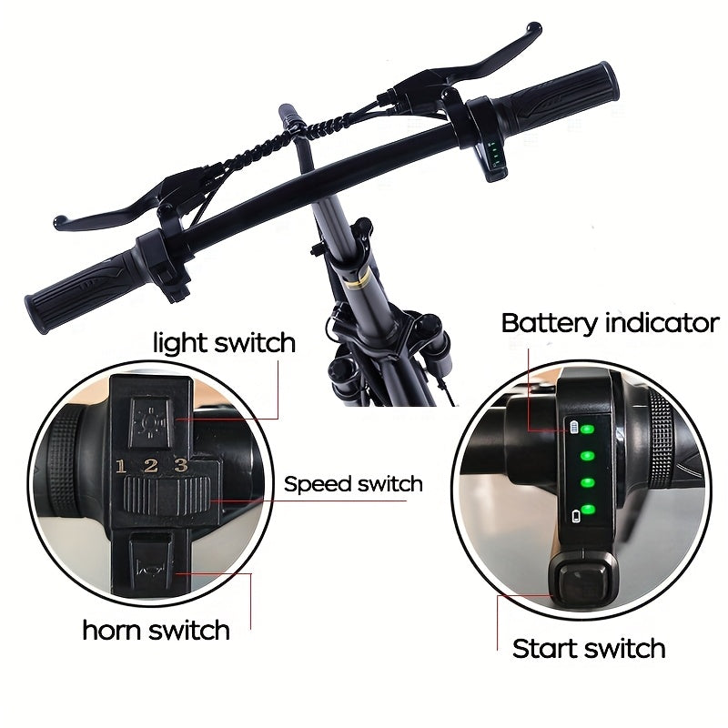 14 Inch Foldable Electric Bicycle, Clearance Dealership, 330 Pound Load-bearing Capacity, Max Speed Of 20 MPH, 48V Lithium Battery, Range Of Approximately 18-28 Miles, Portable Folding Design, Outdoor Cycling Exercise, Urban