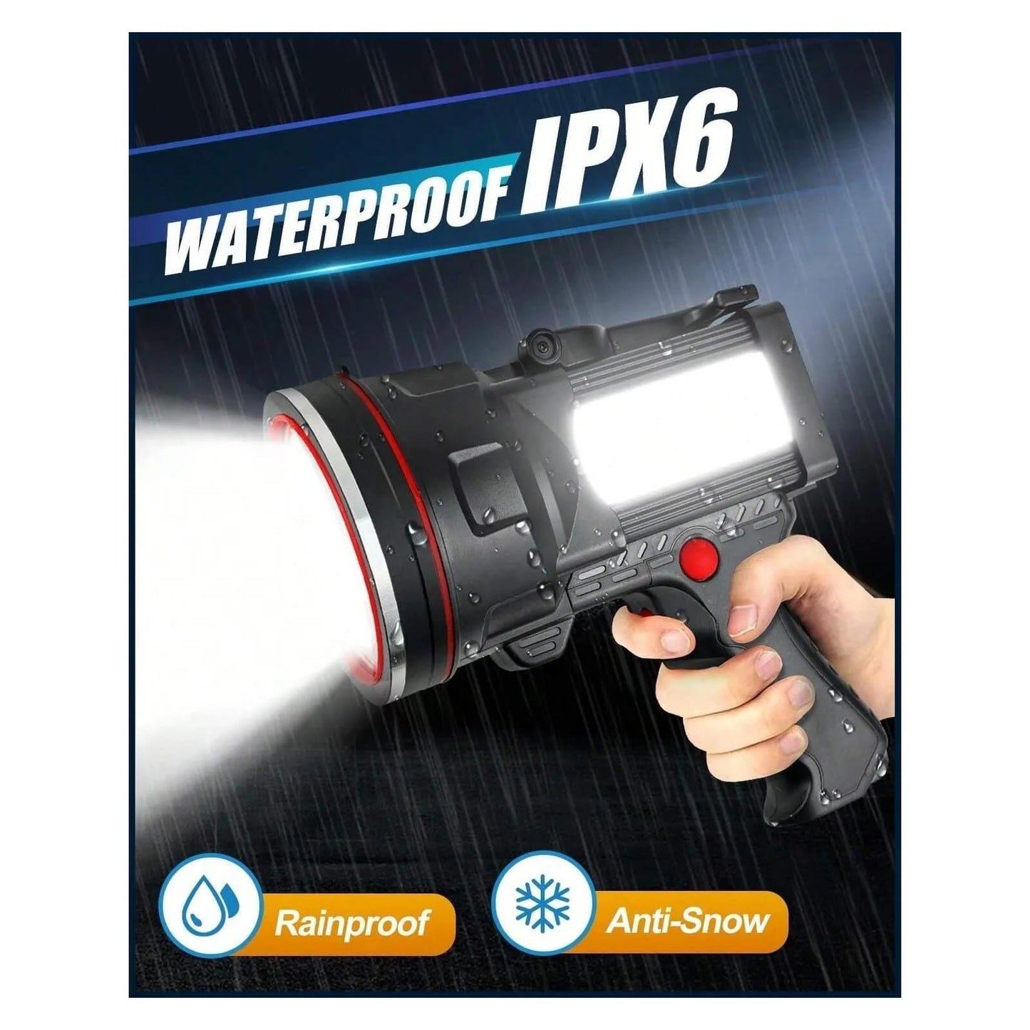 200000 Lumens Bright High Lumen Handheld Spot Light, 12000 MAh Rechargeable LED Spotlight Flashlight