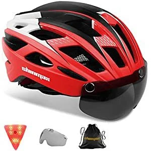Male and female bicycle helmets, magnetic detachable safety glasses, adjustable light, breathable safety protection device