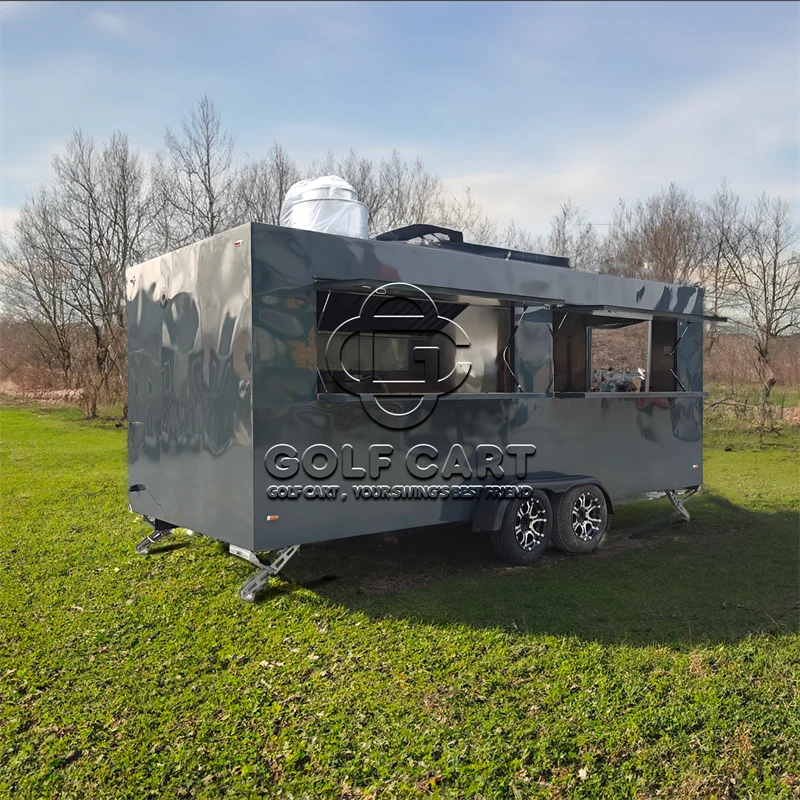 United State Food  Truck with Full Kitchen Concession Bbq Food Trailer with Porch Fully Equipped Custom Food Truck