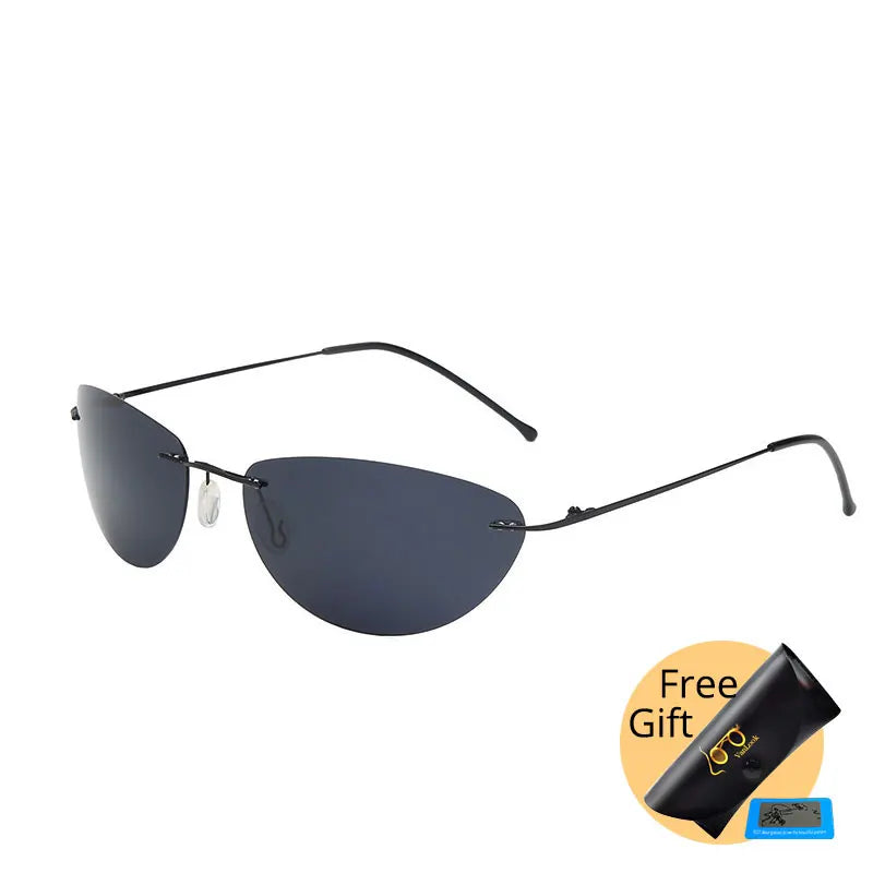 Fashion Rimless Square Sunglasses Mens Rectangle Photochromic Polarized Driving Sunglasses Oval Sun glasses UV400