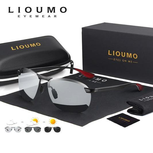LIOUMO Fashion Aluminum Magnesium Polarized Sunglasses Men Photochromic Driving Glasses Women Anti-Glare Goggles zonnebril heren
