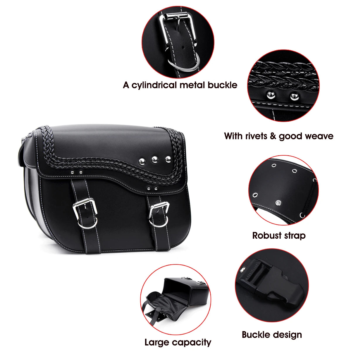 1Pair Motorcycle Saddle Bags PU Leather Side Tool Bag Luggage Storage Pouch Waterproof For Honda/Yamaha/Suzuki