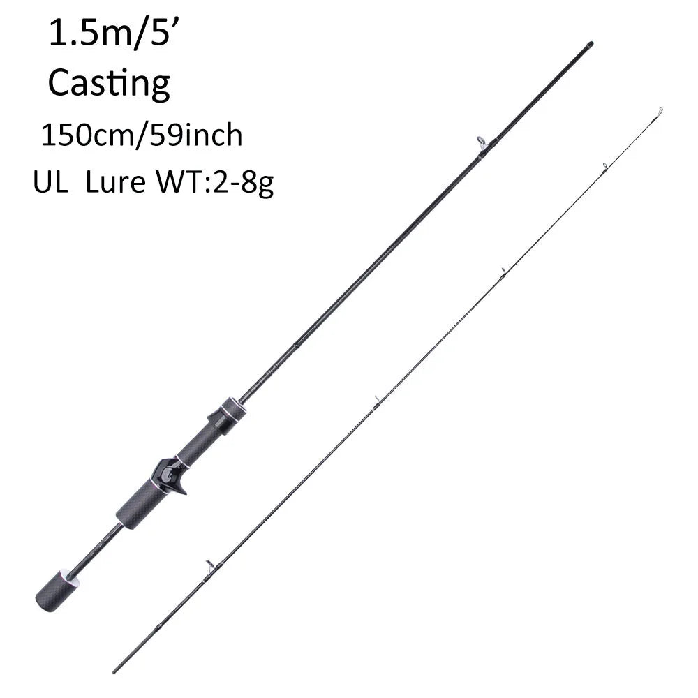 FISHINGFANS CARBON HANDLE UL ML FUJI O GUIDE X CROSS CARBON TAPE ULTRALIGHT MEDIUM LIGHT SPINNING CASTING FISHING ROD