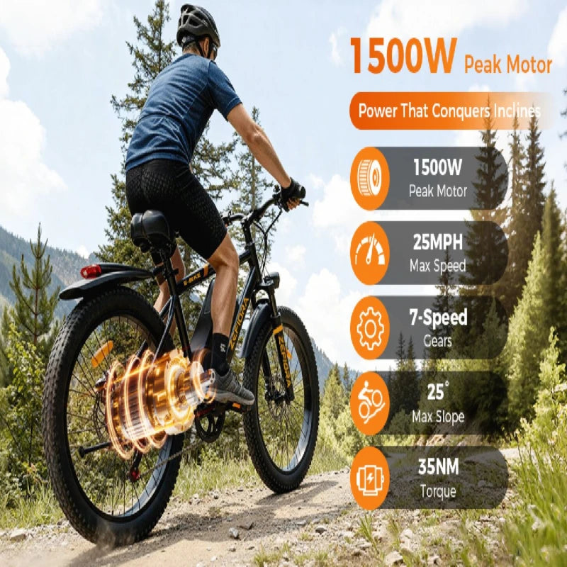 Zefiora M10 Mountain Bikes Free Delivery,25mph 30 Miles,electric Bicycle 48v 10a 15a 17.5a Battery,26" Electric Bike For Adults