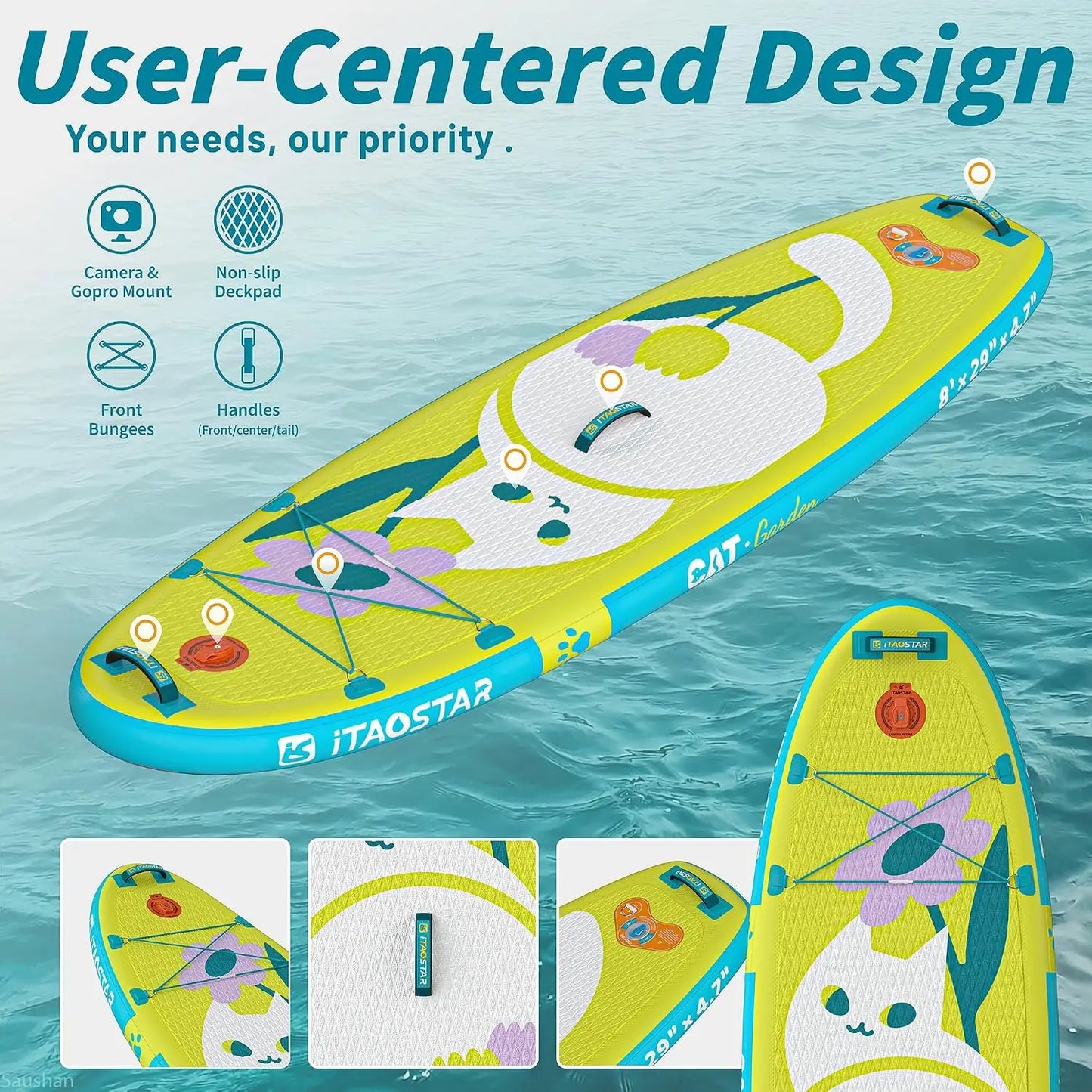 8'x29" / 11'x35" / 11'6"x34" / 11'x34" Inflatable Paddle Board, Premium SUP Accessories, Extra Wide for Balance, Tailored Fins