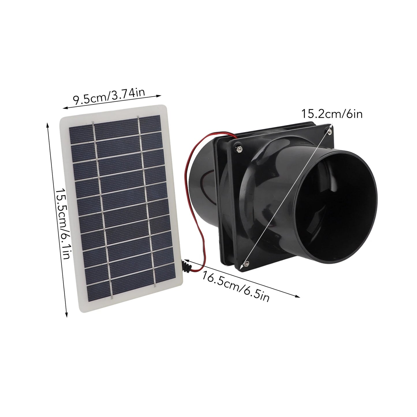 Solar Fan Ventilator Solar Powered Exhaust Fan 10W Round Pipe Energy Saving 12V High Efficiency for Greenhouse