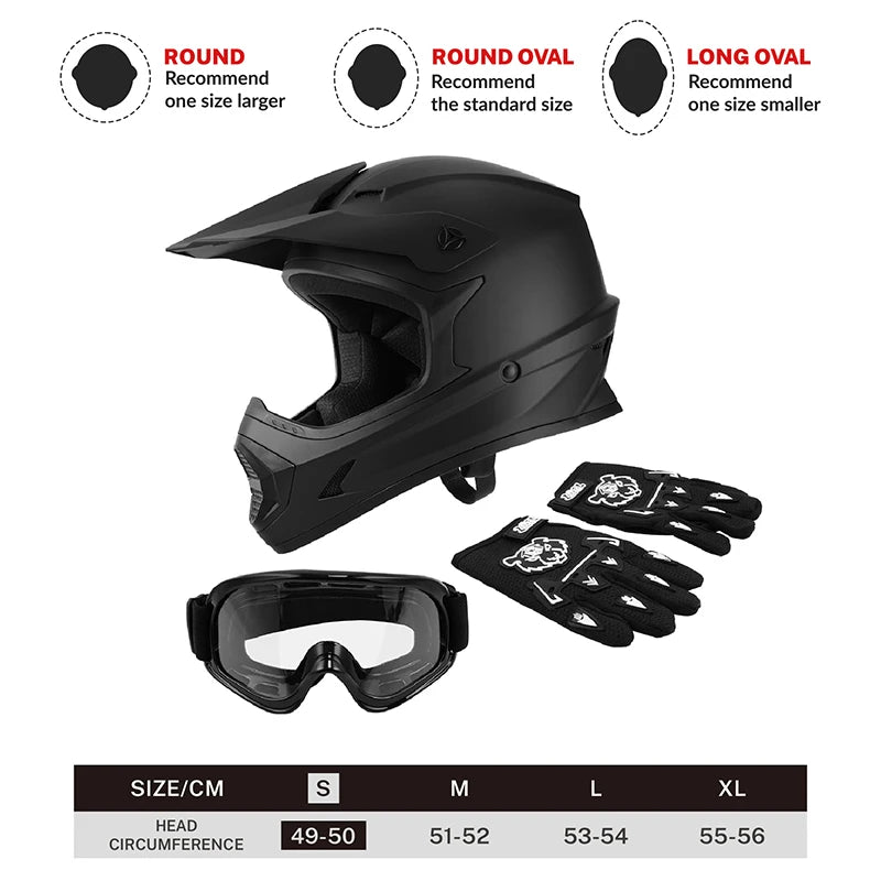 DOT Youth Helmet Child Kids Motorcycle Full Face Offroad Dirt Bike ATV S M L XL