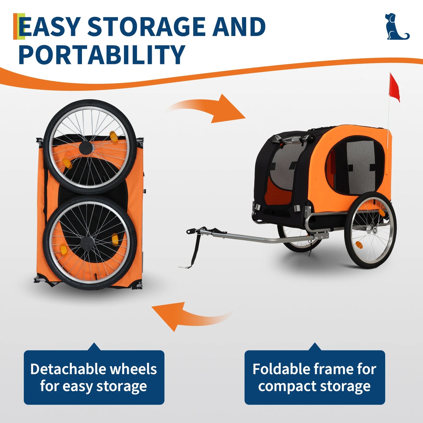 88lbs Collapsible Dog Bike Trailer Heavy Duty Pet Carrier Cart Quick Release Waterproof Stroller Wagon, Compatible Coupler