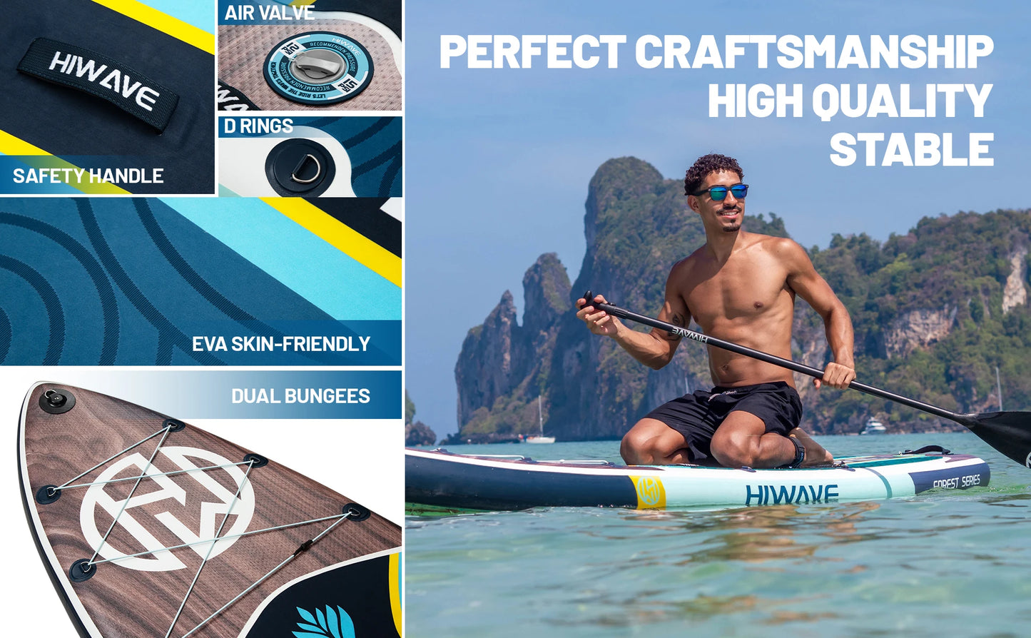 HIWAVE Waterproof Inflatable Paddle Sup Board Adult Standing Style Aquatic Fishing With Accessories SUB MYBOAT