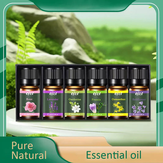 6-Piece Premium Essential Oil Set - 6 Natural Fragrances (Lavender, Rose, Osmanthus) for Aromatherapy Diffusers