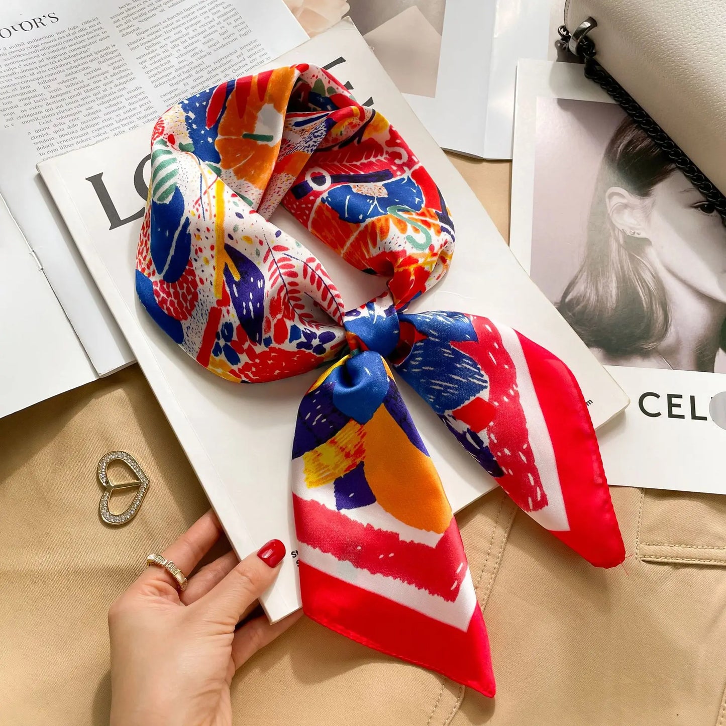2026 New Fashion 70X70cmPrinted Women's Scarf Pashmina Silk Scarf Square Shawl Decorative Headband Neck Luxury Design Bandana
