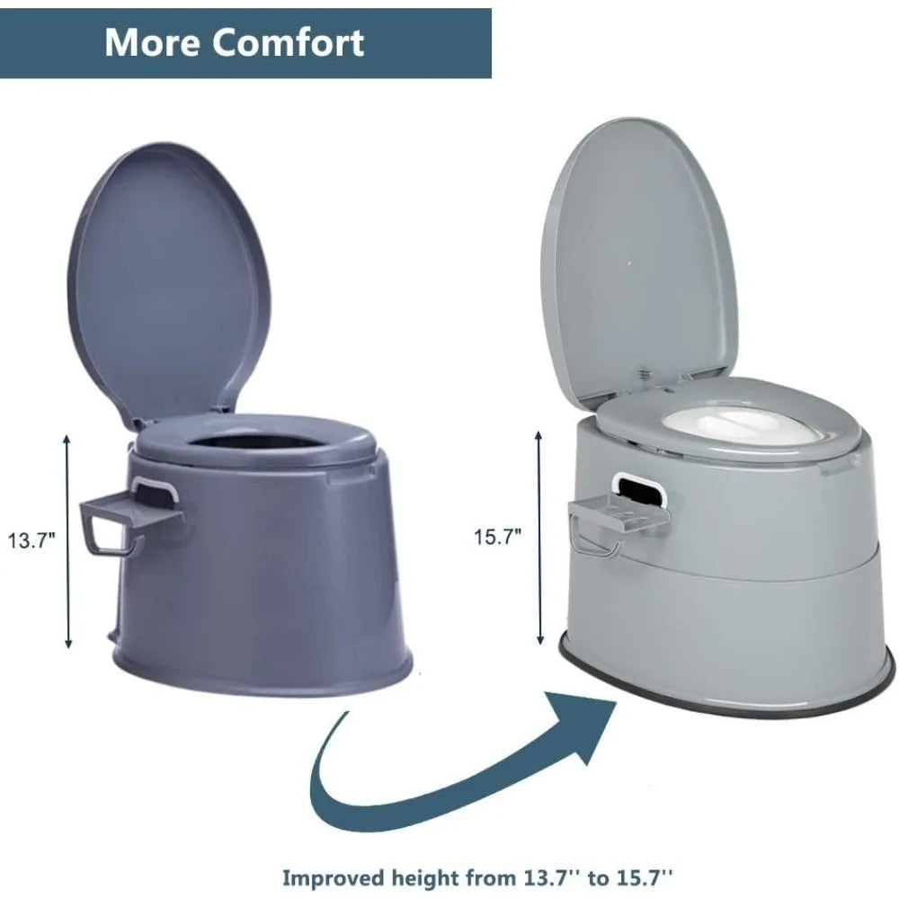 Portable Toilet | Indoor Outdoor Commode w/Detachable Inner Bucket & Removable Paper Holder, Lightweight