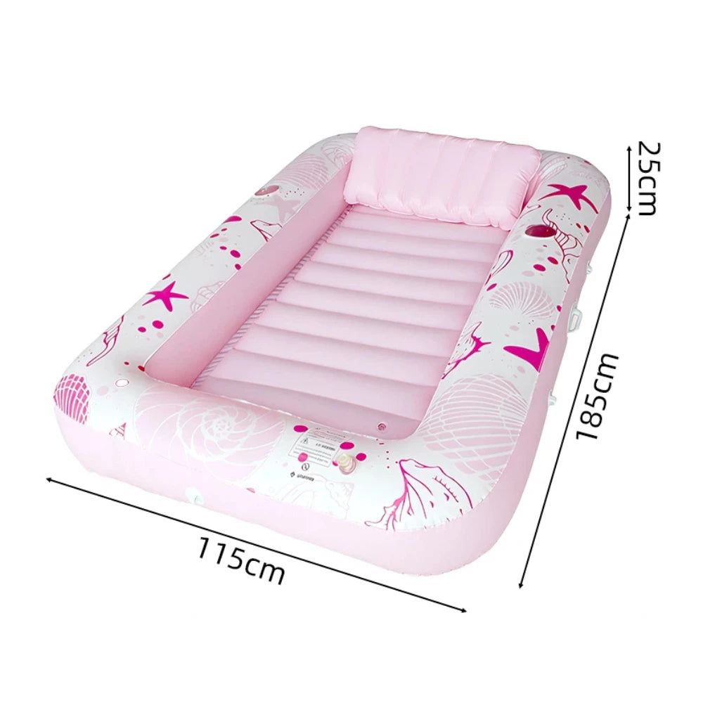 Double Person Inflatable Floating Mat with Pillow Adult Backrest PVC Water Park Sunbathing Pool Lounger Floating Mat