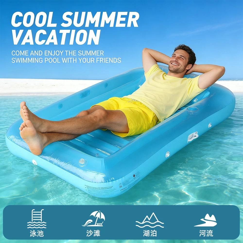 Inflatable Pool Float with Pillow Adult Swimming Floating Mattress Water Lounge Raft Beach Summer Party Toys
