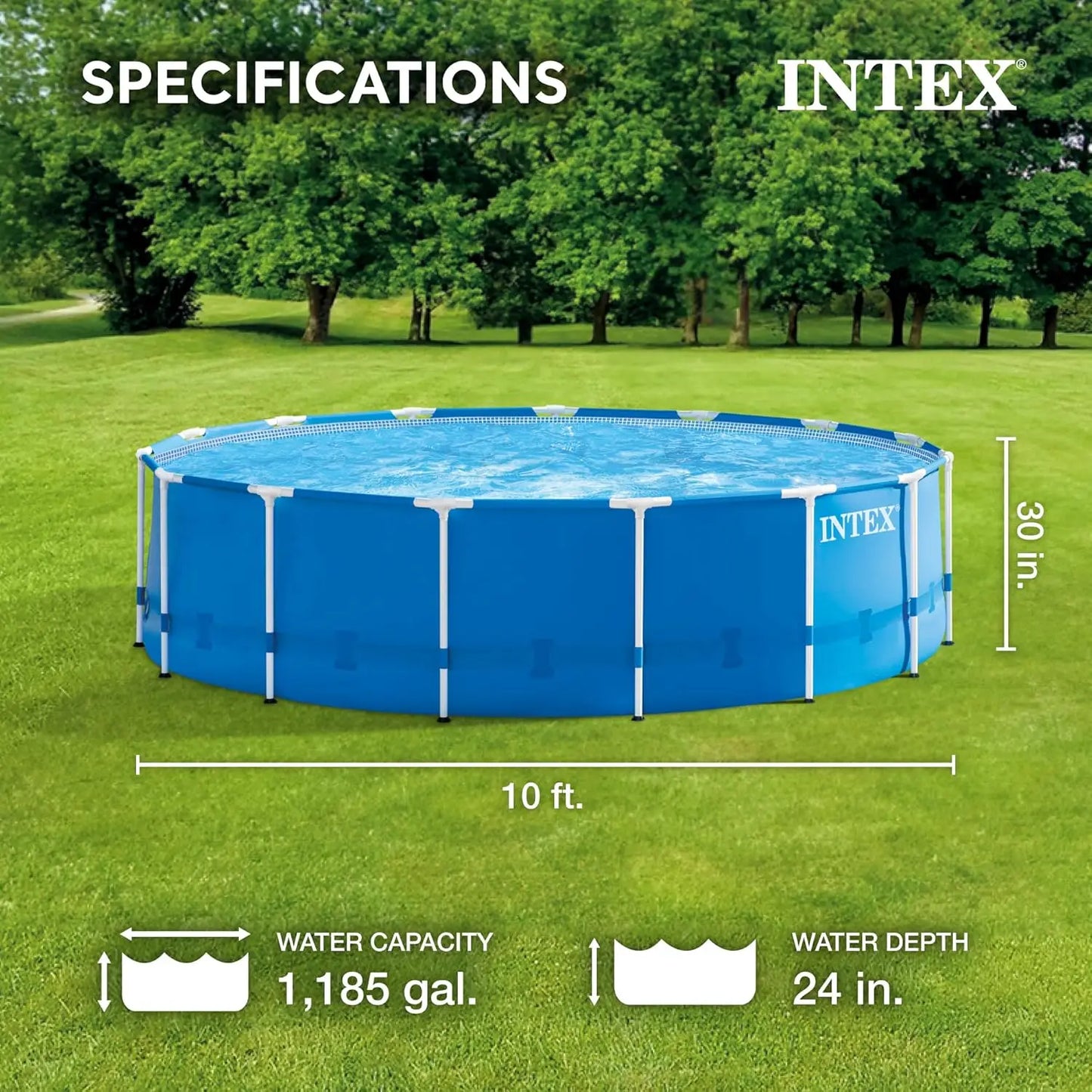 10ft x 30in Round Metal Frame Above Ground Pool Set with Filter Pump and Ladder