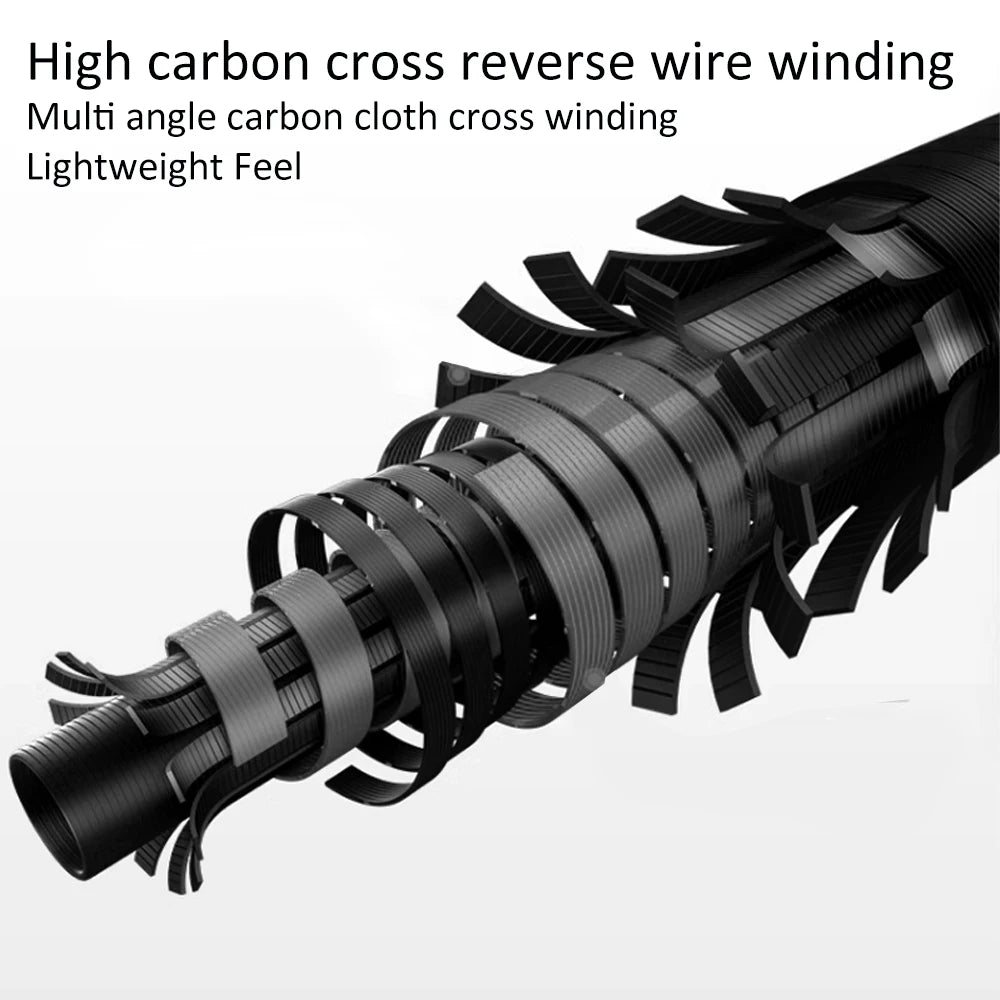 FISHINGFANS CARBON HANDLE UL ML FUJI O GUIDE X CROSS CARBON TAPE ULTRALIGHT MEDIUM LIGHT SPINNING CASTING FISHING ROD