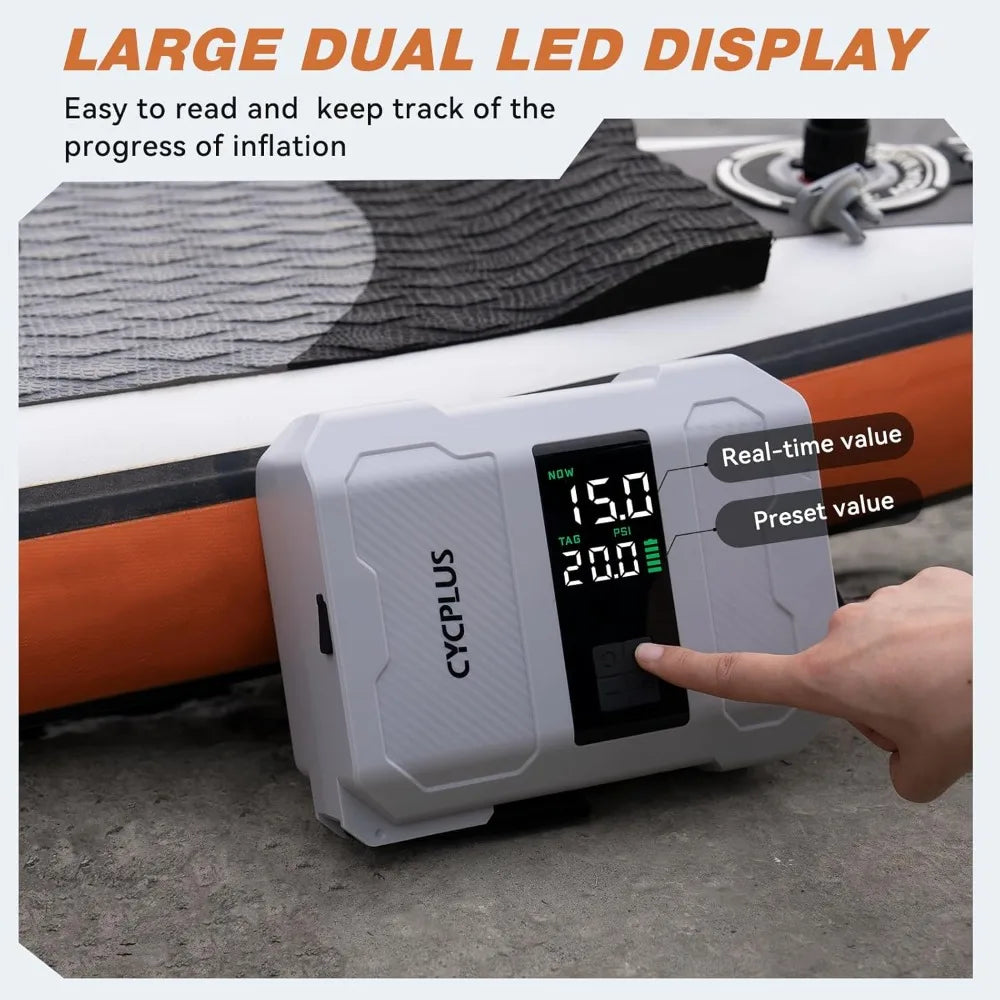 20PSI Rechargeable Paddleboard Pump Intelligent Fast Dual-Stage Inflation,for Stand-Up Paddleboard,Inflatable Boat Tent Mattress