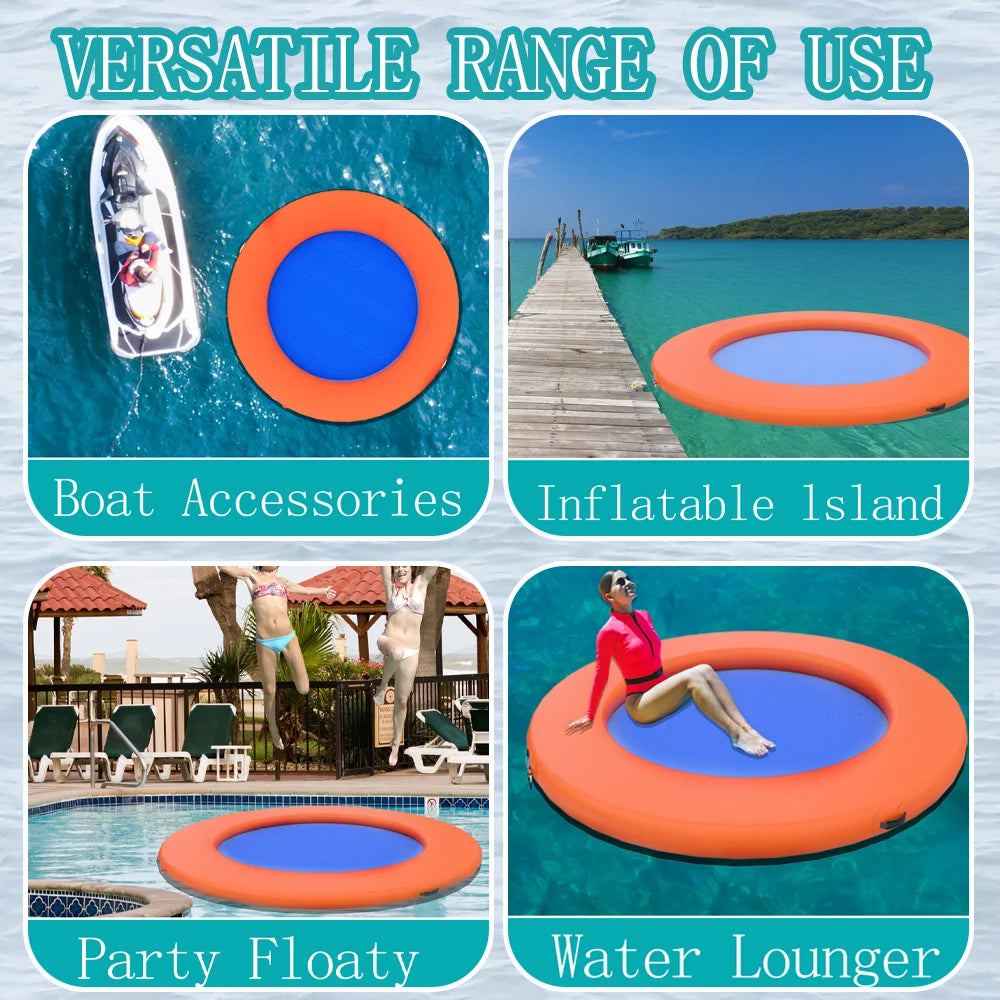 Spot 2025 new round floating ring inflatable floating platform suitable for swimming pool sea hammock new improved design