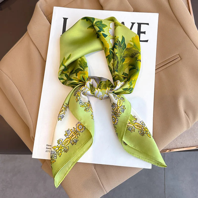 2026 New Fashion 70X70cmPrinted Women's Scarf Pashmina Silk Scarf Square Shawl Decorative Headband Neck Luxury Design Bandana