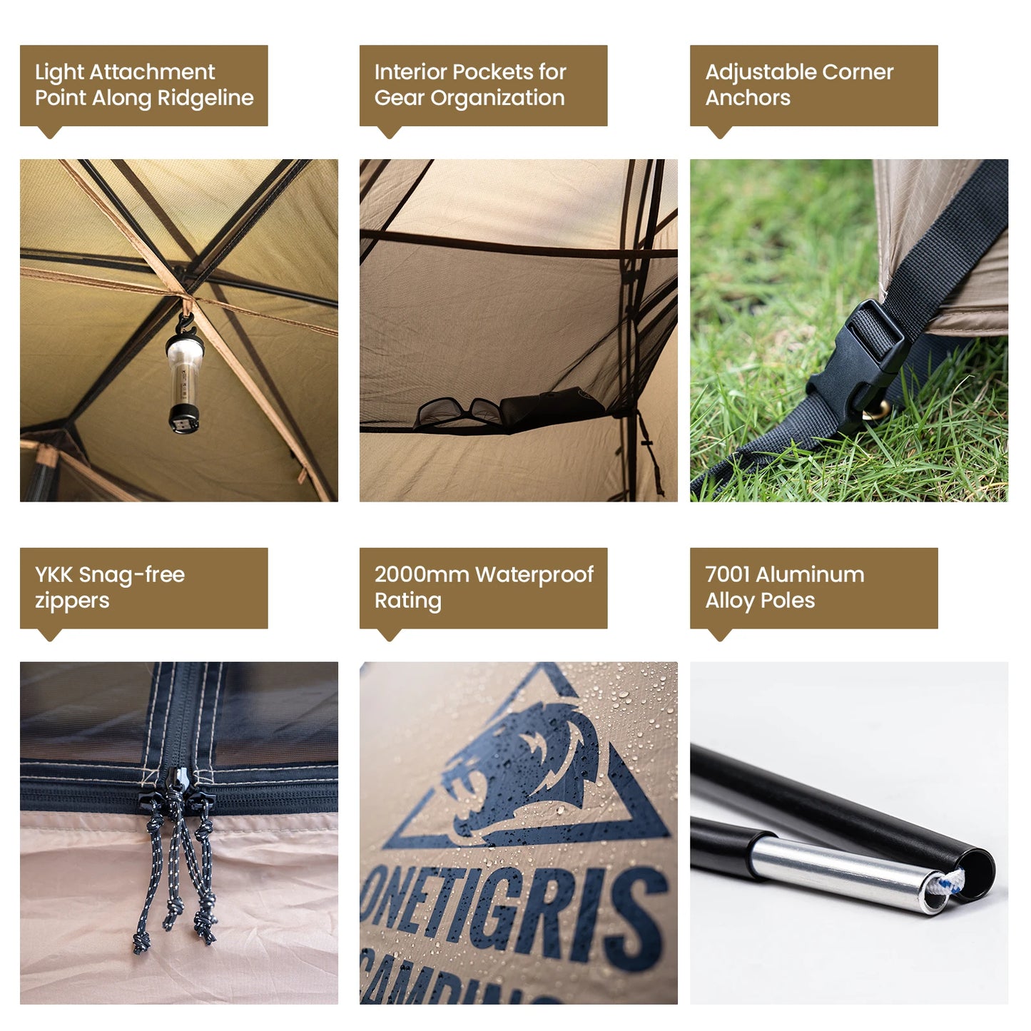 OneTigris COSMITTO 2.0 Camping Tent 1 Person Lightweight Waterproof Double Layer 3 Season Tent for Outdoor Hiking Travel Beach