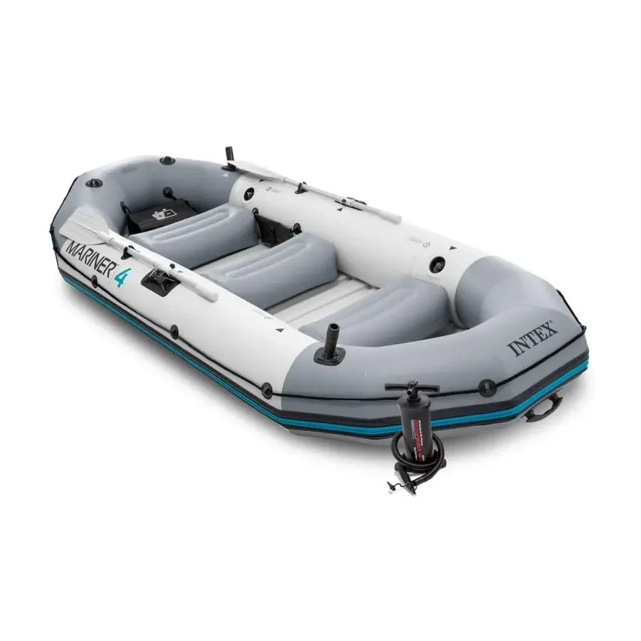 68376EP Mariner 4 Inflatable Boat Set Includes Deluxe 54in Boat Oars and HighOutput Pump WearResistant Keel Removable Fishing R