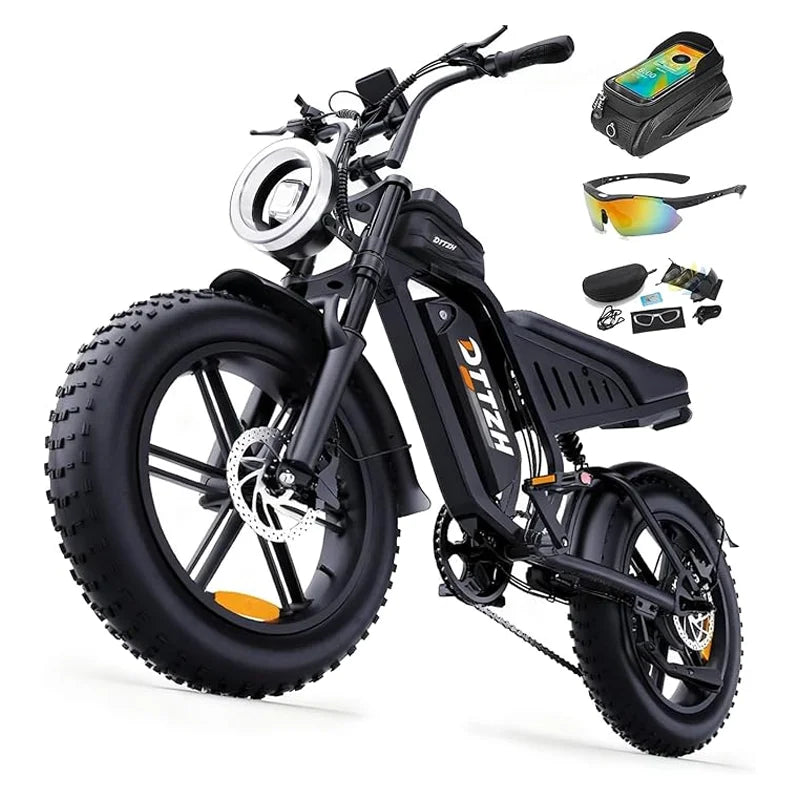 F62000w48V25A Electric Bike for Adults with NFC & Password Unlock Electric Motorcycle 20" Fat Tire Electric Dirt BikeAll-terrain